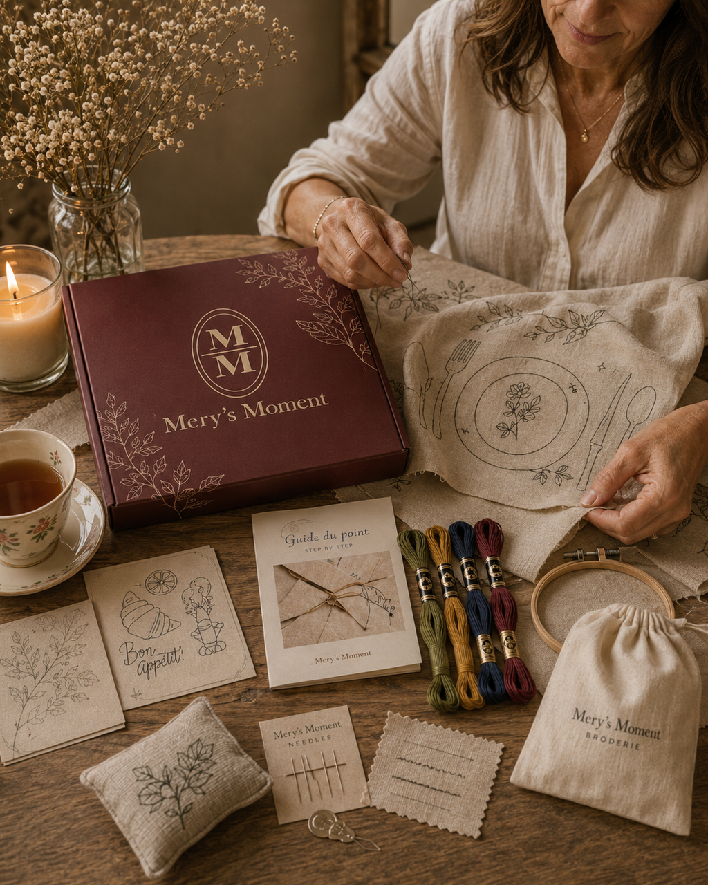 Kit de Bordado Manteles Individuales | Caja Creativa Artesanal