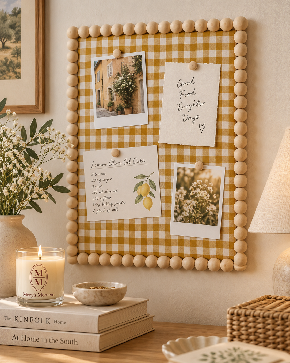 The Pinboard Atelier — Kit de Corcho Decorativo 30x40 con Vichy Mostaza
